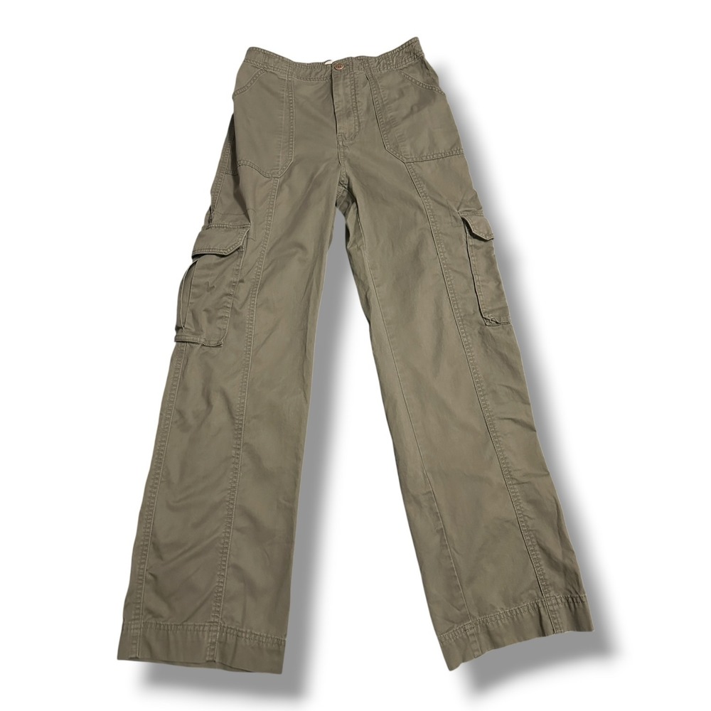 Abercrombie & Fitch Women's Wide Leg Cargo Pants High Rise Green 26/2 Utility